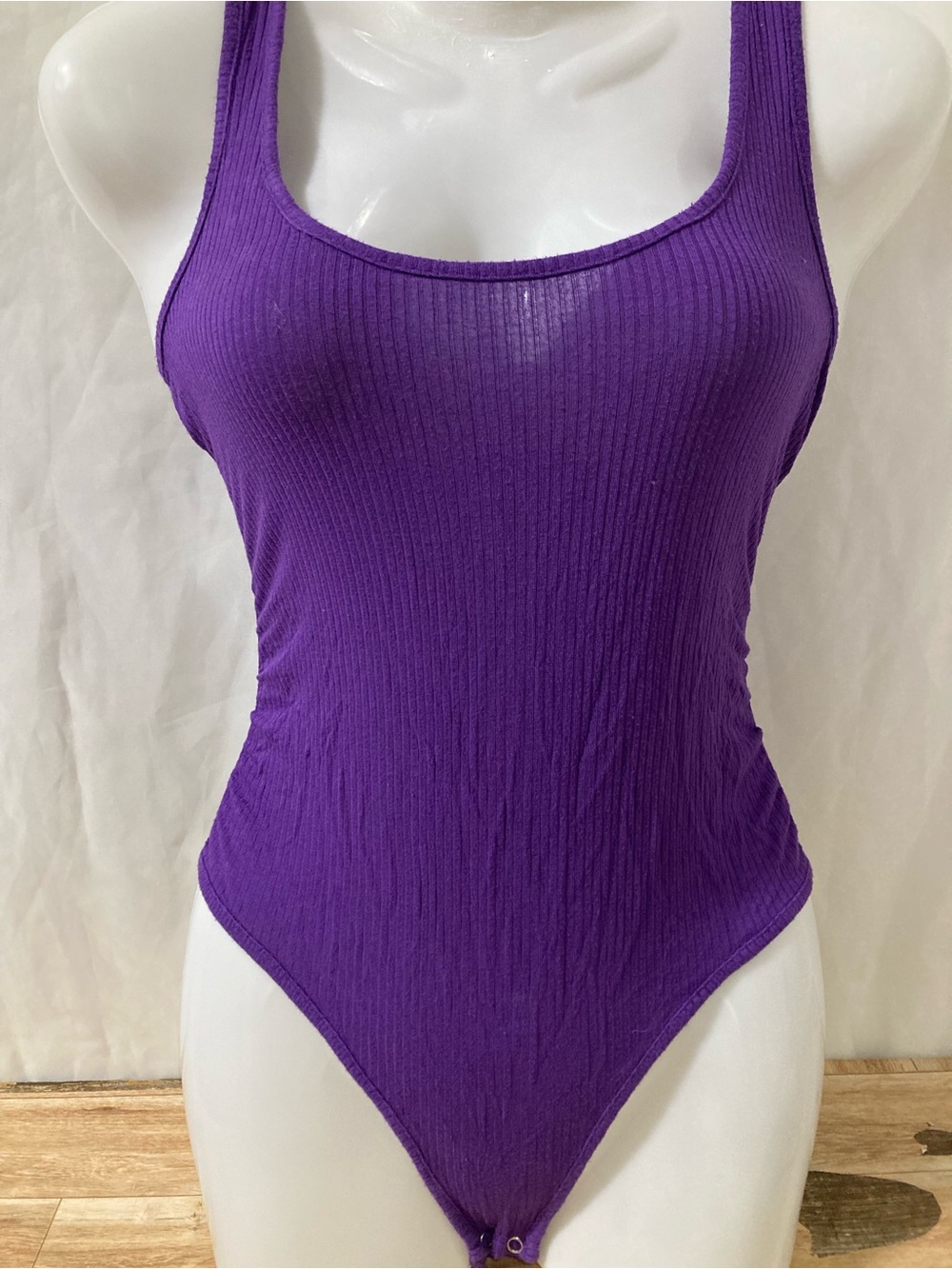 SWSentials Purple Ribbed Tank Bodysuit Women’s Medium Minimalist Stretch